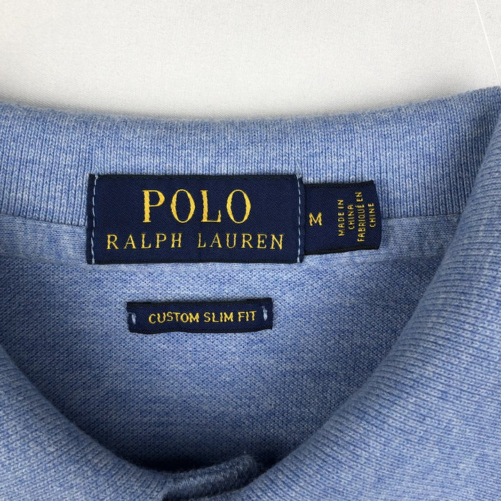 Ralph Lauren POLO RALPH LAUREN CUSTOM SLIM FIT short sleeve polo shirt men's size M cotton Blue type light blue Vintage Second Hand