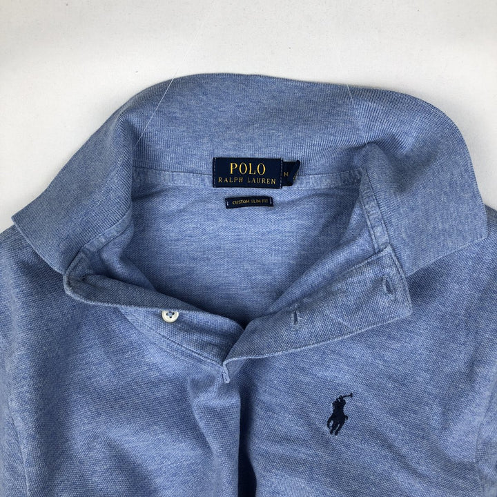 Ralph Lauren POLO RALPH LAUREN CUSTOM SLIM FIT short sleeve polo shirt men's size M cotton Blue type light blue Vintage Second Hand