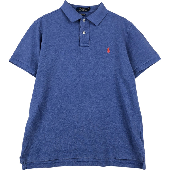 Ralph Lauren POLO RALPH LAUREN CUSTOM SLIM FIT short sleeve polo shirt, men's size L cotton Blue type light blue Vintage Second Hand