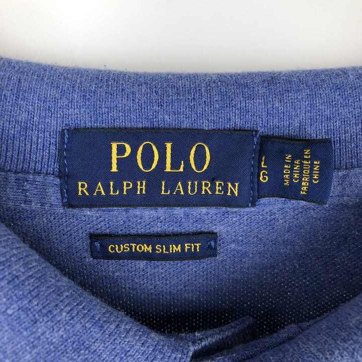 Ralph Lauren POLO RALPH LAUREN CUSTOM SLIM FIT short sleeve polo shirt, men's size L cotton Blue type light blue Vintage Second Hand