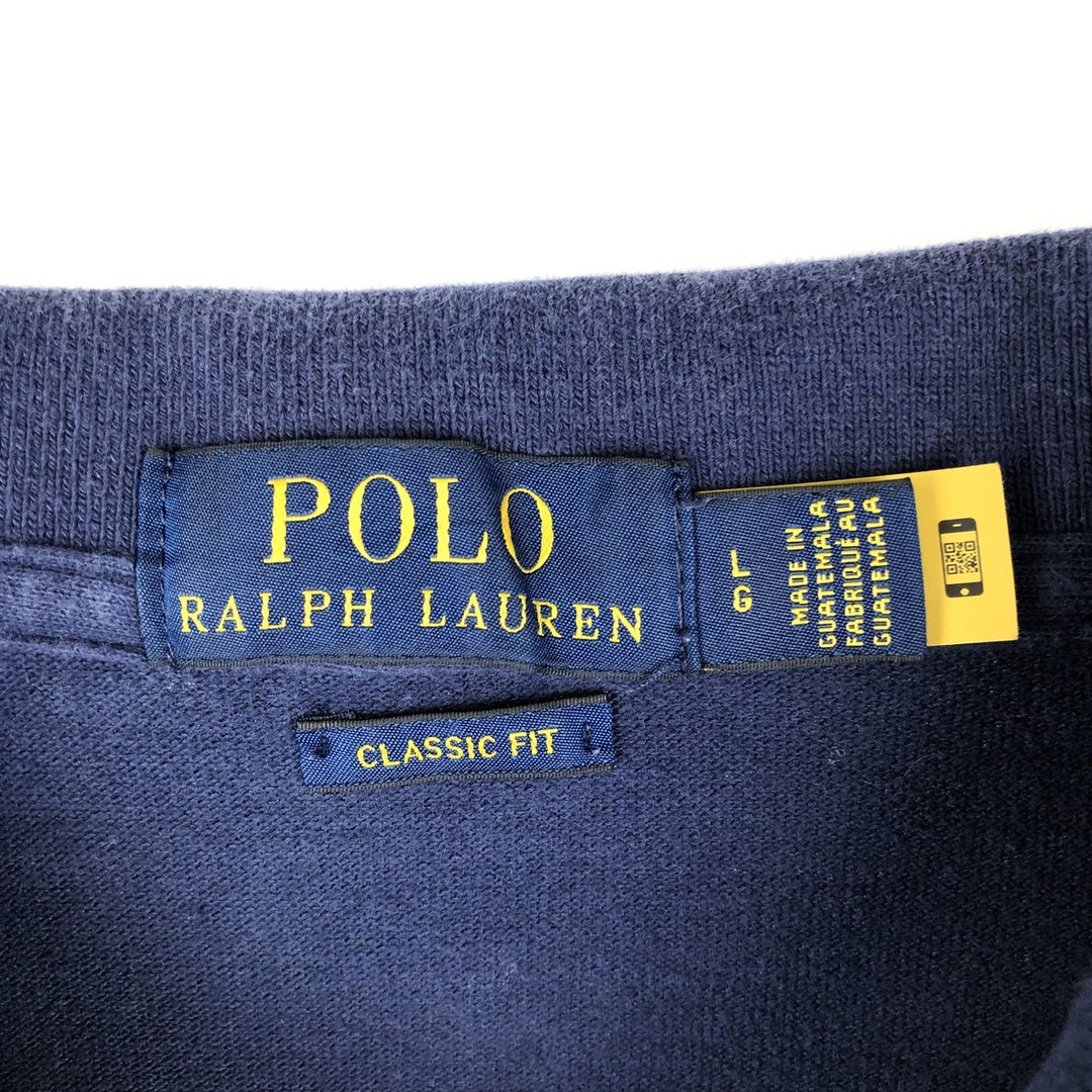 Ralph Lauren POLO RALPH LAUREN CLASSIC FIT short sleeve polo shirt for men size L cotton navy blue type Vintage Second Hand