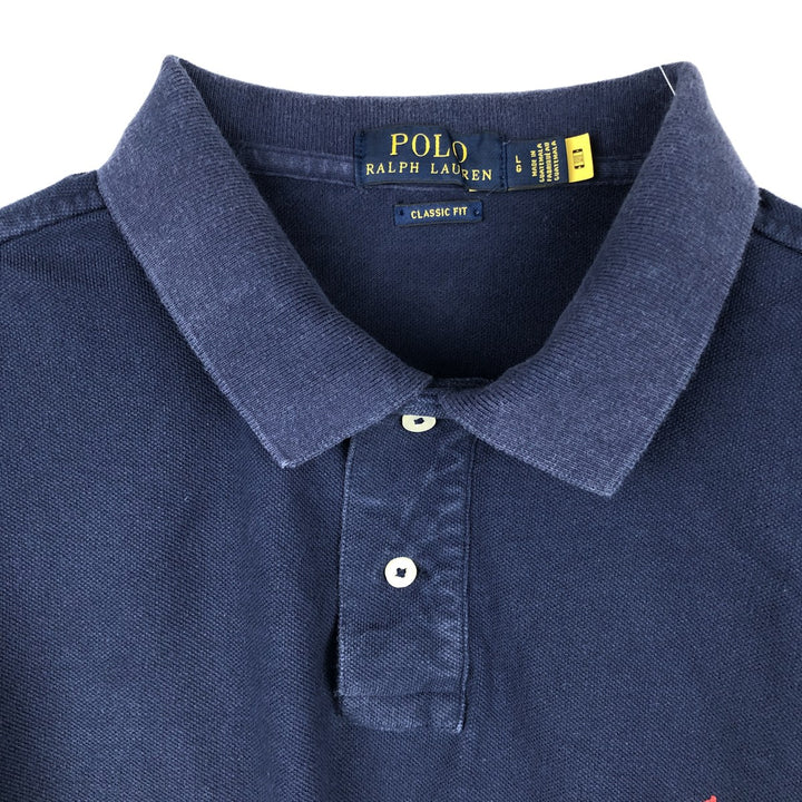 Ralph Lauren POLO RALPH LAUREN CLASSIC FIT short sleeve polo shirt for men size L cotton navy blue type Vintage Second Hand