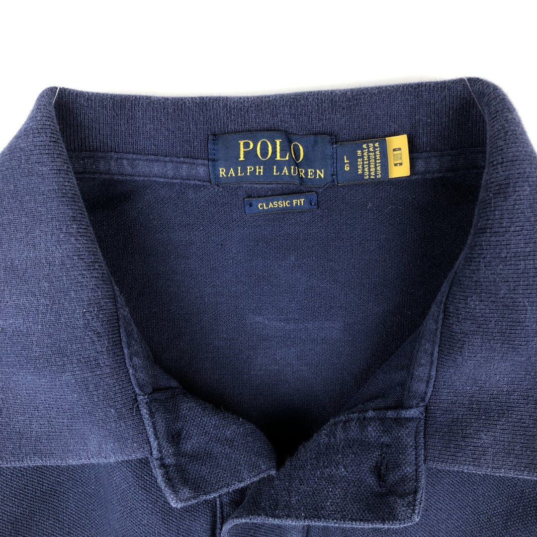 Ralph Lauren POLO RALPH LAUREN CLASSIC FIT short sleeve polo shirt for men size L cotton navy blue type Vintage Second Hand