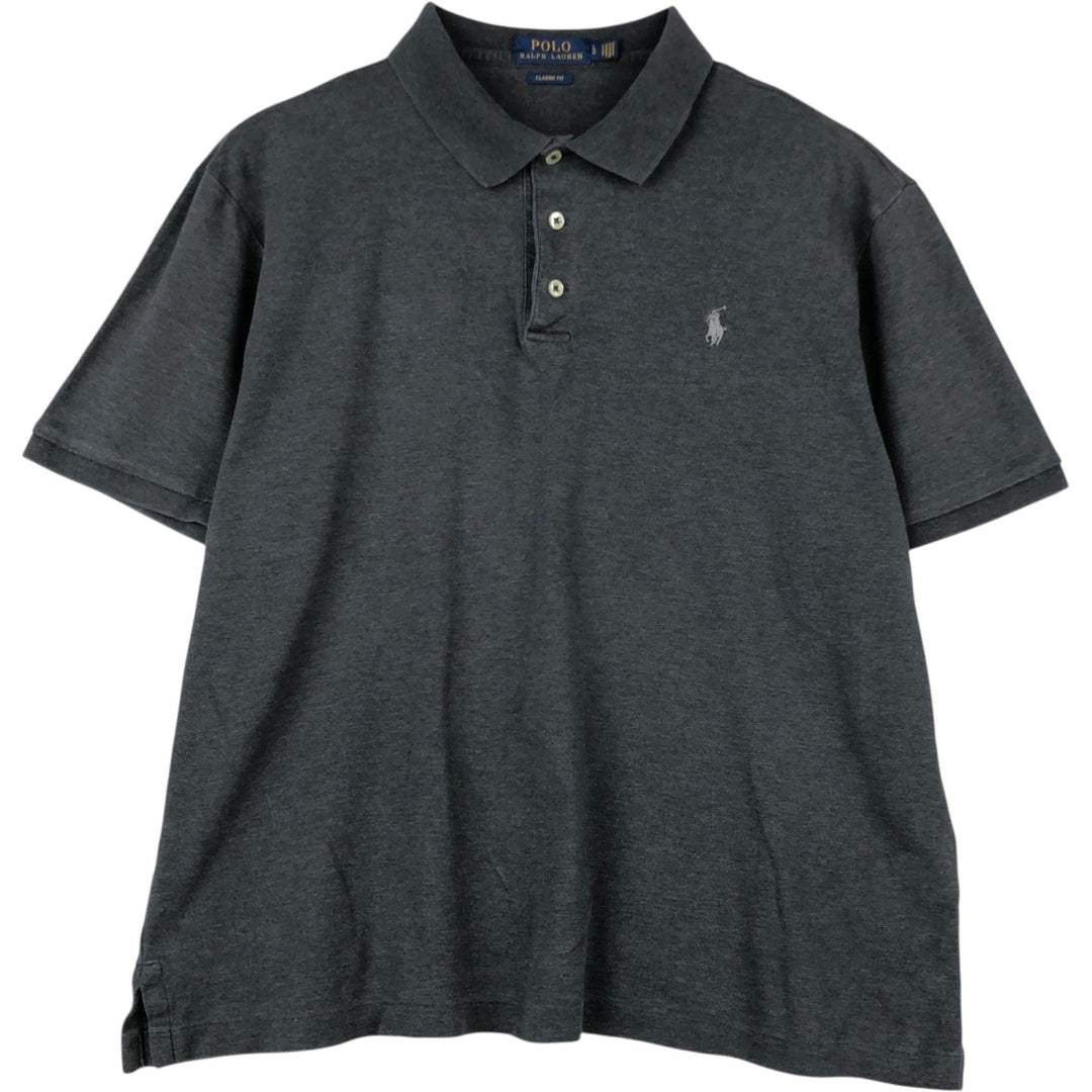 Ralph Lauren POLO RALPH LAUREN CLASSIC FIT short sleeve polo shirt for men size L cotton gray type Vintage Second Hand