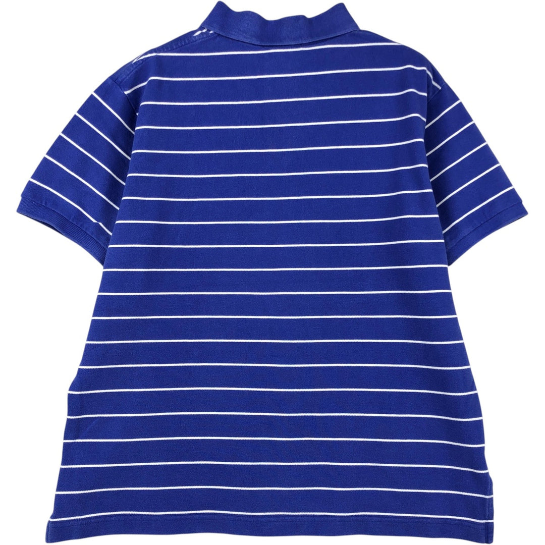 Ralph Lauren POLO RALPH LAUREN Short Sleeve Striped Polo Shirt Men's Size L cotton Purple type blue-purple Vintage Second Hand