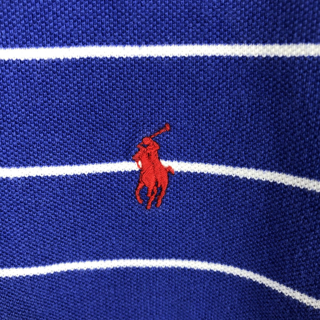 Ralph Lauren POLO RALPH LAUREN Short Sleeve Striped Polo Shirt Men's Size L cotton Purple type blue-purple Vintage Second Hand