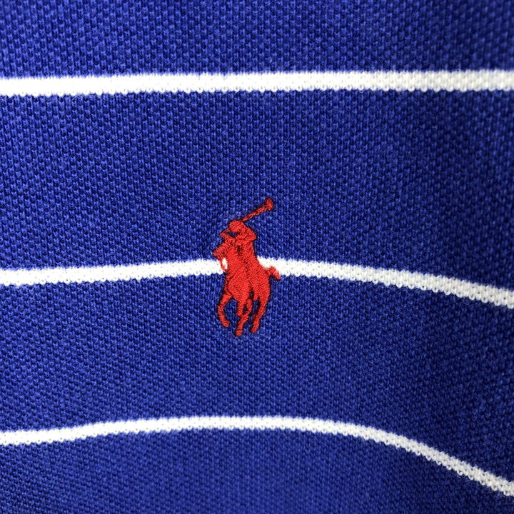 Ralph Lauren POLO RALPH LAUREN Short Sleeve Striped Polo Shirt Men's Size L cotton Purple type blue-purple Vintage Second Hand