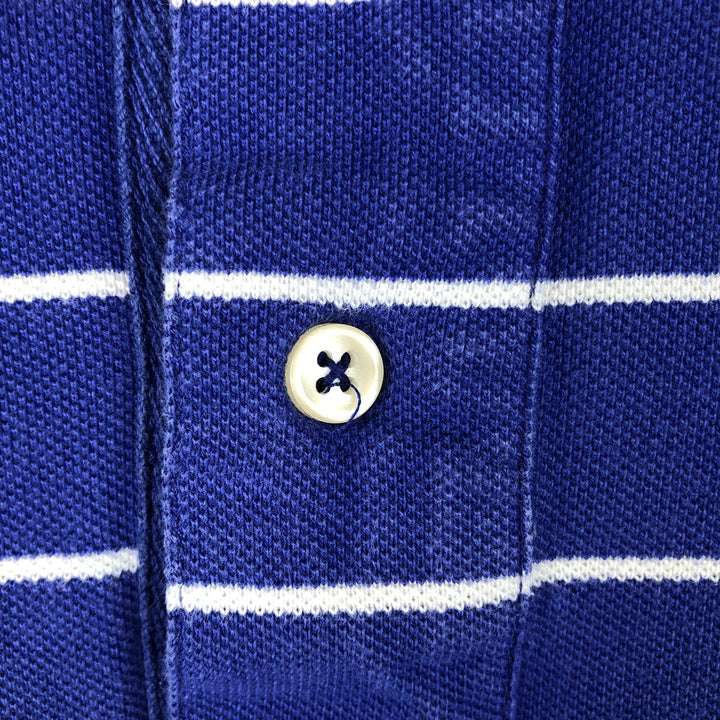 Ralph Lauren POLO RALPH LAUREN Short Sleeve Striped Polo Shirt Men's Size L cotton Purple type blue-purple Vintage Second Hand