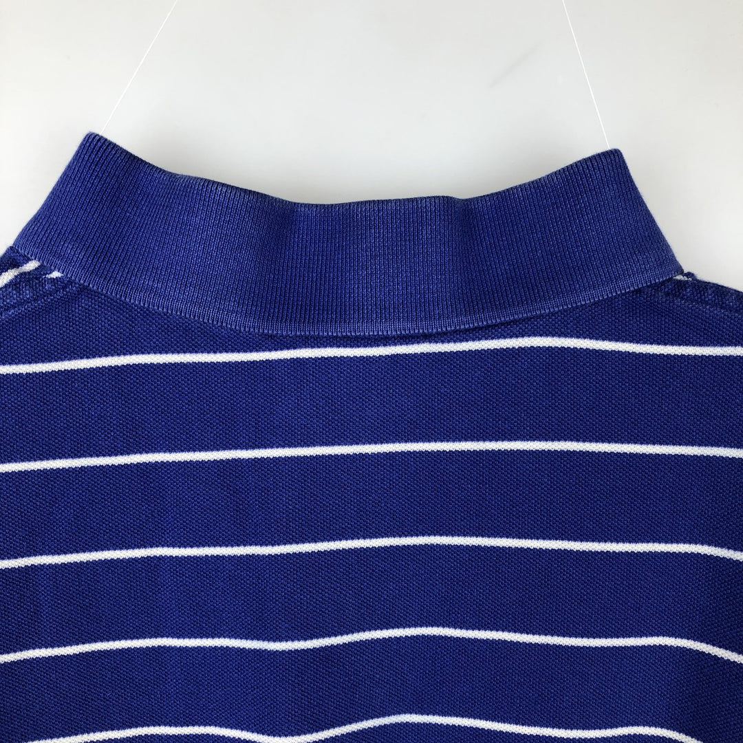 Ralph Lauren POLO RALPH LAUREN Short Sleeve Striped Polo Shirt Men's Size L cotton Purple type blue-purple Vintage Second Hand