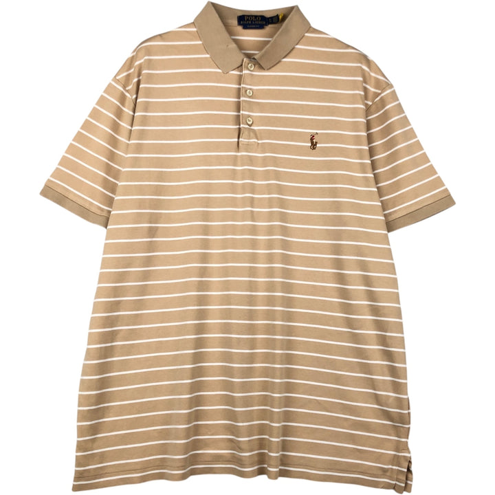 Ralph Lauren POLO RALPH LAUREN CLASSIC FIT short sleeve striped polo shirt men's XL equivalent cotton Beige type Vintage Second Hand