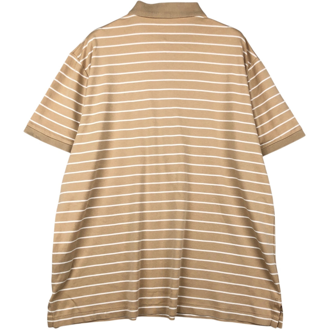Ralph Lauren POLO RALPH LAUREN CLASSIC FIT short sleeve striped polo shirt men's XL equivalent cotton Beige type Vintage Second Hand