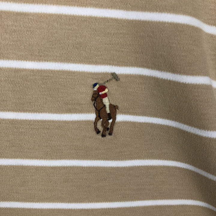 Ralph Lauren POLO RALPH LAUREN CLASSIC FIT short sleeve striped polo shirt men's XL equivalent cotton Beige type Vintage Second Hand