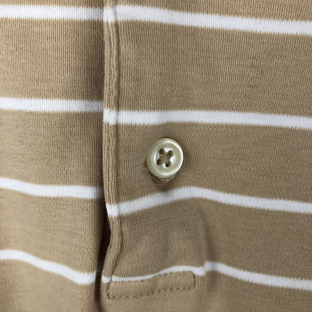 Ralph Lauren POLO RALPH LAUREN CLASSIC FIT short sleeve striped polo shirt men's XL equivalent cotton Beige type Vintage Second Hand