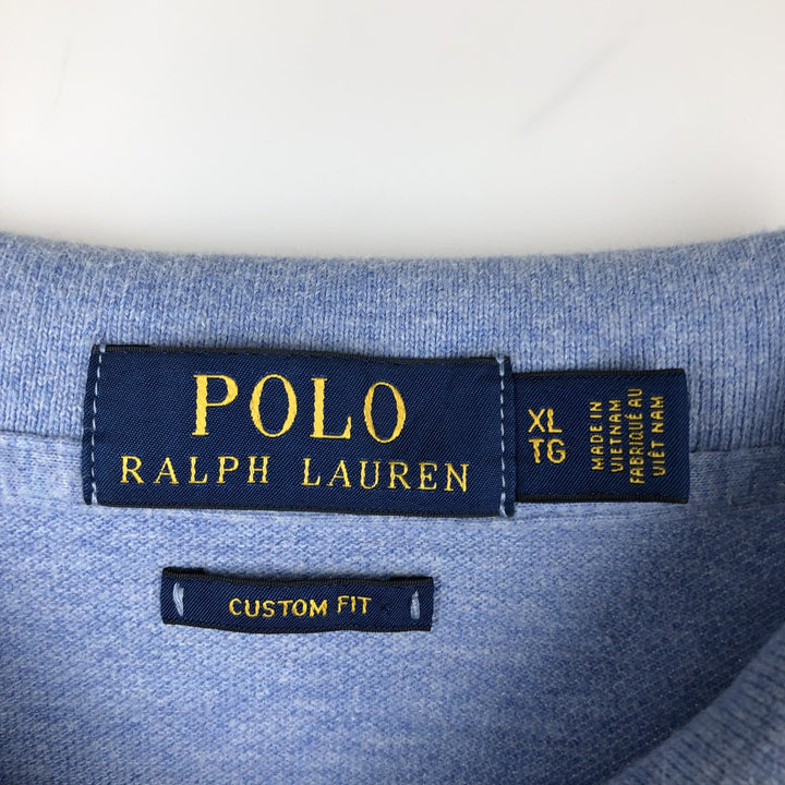 Ralph Lauren POLO RALPH LAUREN CUSTOM FIT short sleeve polo shirt men's XL equivalent cotton Blue type light blue Vintage Second Hand