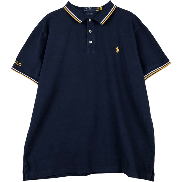 Ralph Lauren POLO RALPH LAUREN CUSTOM SLIM FIT short sleeve polo shirt men's XL equivalent cotton navy blue type Vintage Second Hand