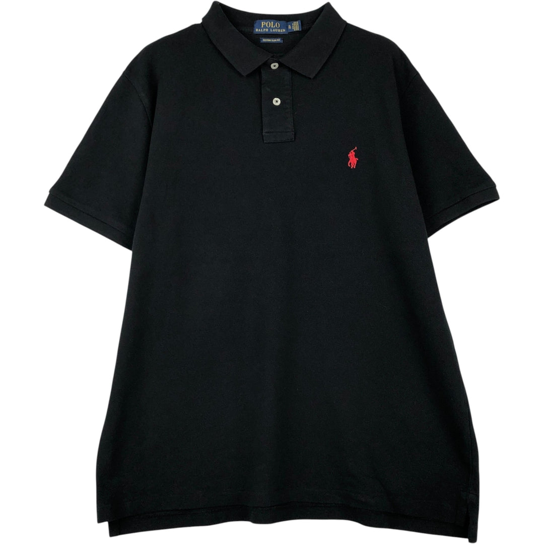 Ralph Lauren POLO RALPH LAUREN CUSTOM SLIM FIT short sleeve polo shirt men's XL equivalent unclear black type Vintage Second Hand