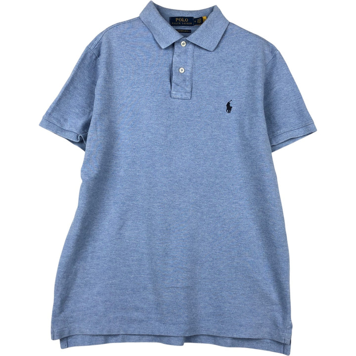 Ralph Lauren POLO RALPH LAUREN CUSTOM SLIM FIT short sleeve polo shirt men's size M cotton Blue type light blue Vintage Second Hand