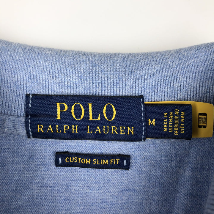 Ralph Lauren POLO RALPH LAUREN CUSTOM SLIM FIT short sleeve polo shirt men's size M cotton Blue type light blue Vintage Second Hand