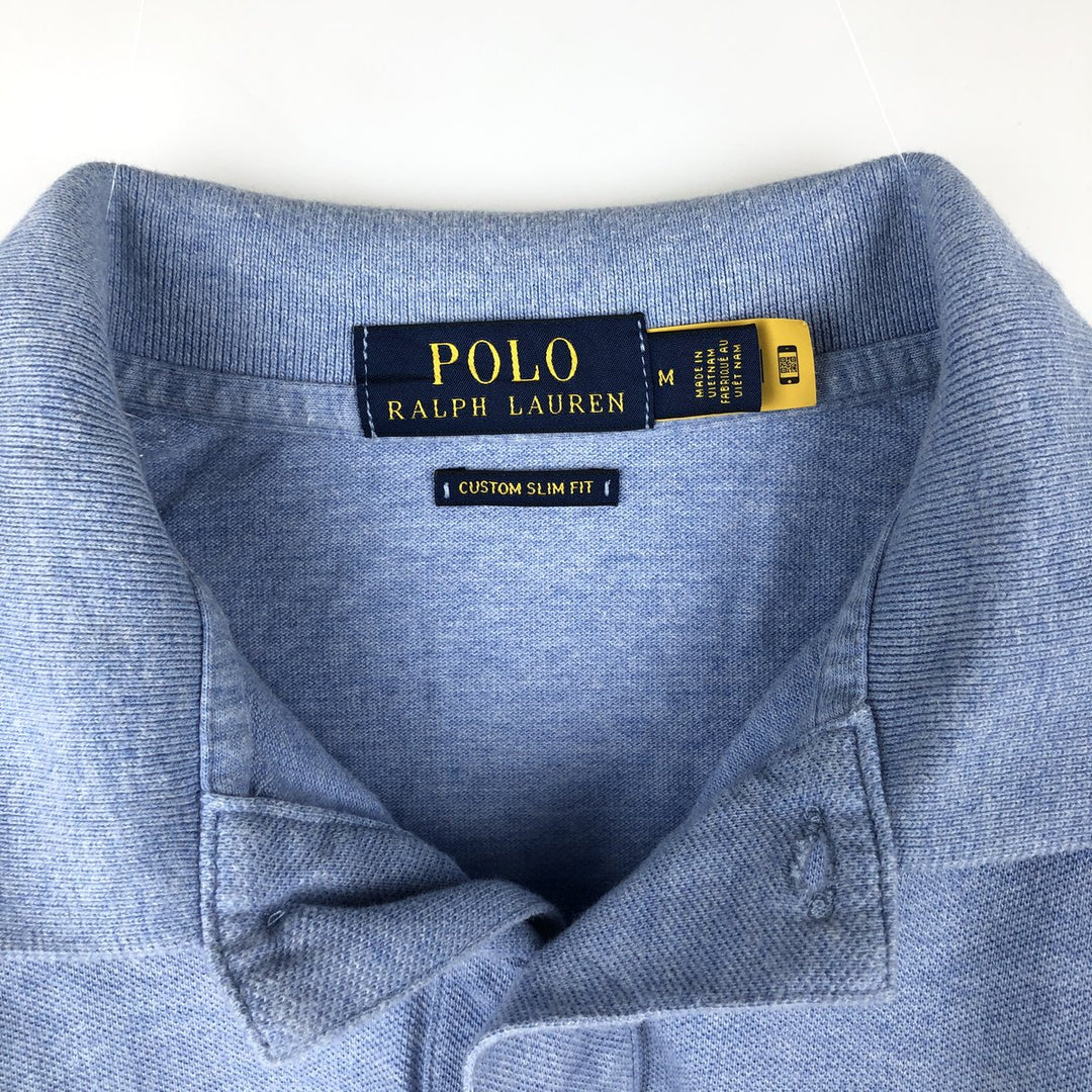 Ralph Lauren POLO RALPH LAUREN CUSTOM SLIM FIT short sleeve polo shirt men's size M cotton Blue type light blue Vintage Second Hand