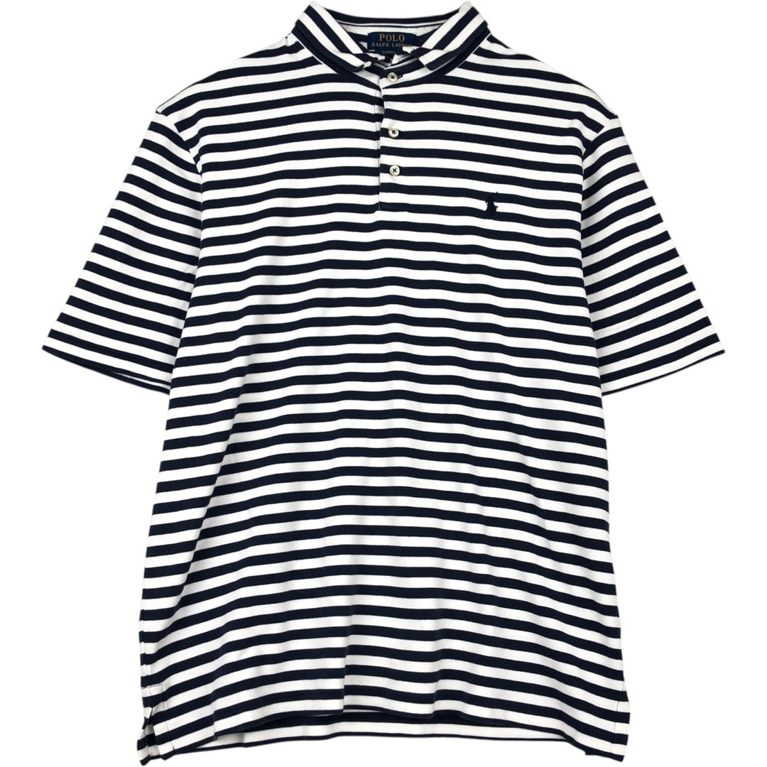 Ralph Lauren POLO RALPH LAUREN CLASSIC FIT short sleeve striped polo shirt men's size L cotton white type Vintage Second Hand