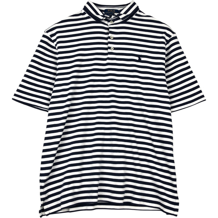 Ralph Lauren POLO RALPH LAUREN CLASSIC FIT short sleeve striped polo shirt men's size L cotton white type Vintage Second Hand