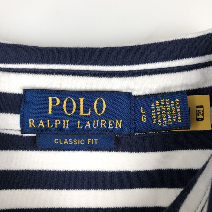 Ralph Lauren POLO RALPH LAUREN CLASSIC FIT short sleeve striped polo shirt men's size L cotton white type Vintage Second Hand