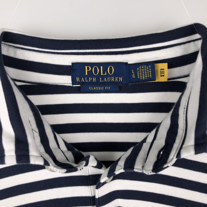 Ralph Lauren POLO RALPH LAUREN CLASSIC FIT short sleeve striped polo shirt men's size L cotton white type Vintage Second Hand