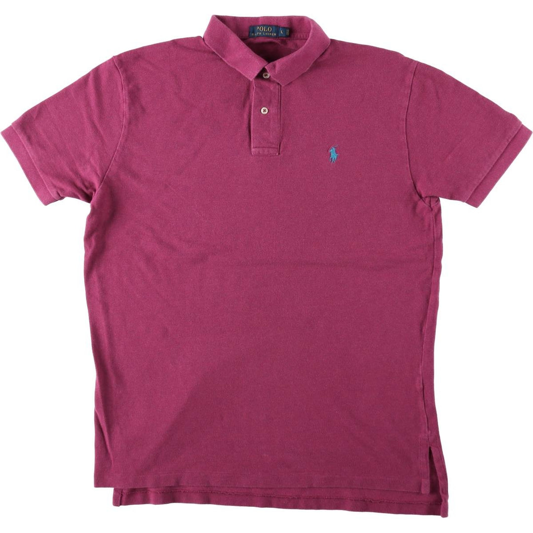 Ralph Lauren POLO RALPH LAUREN short sleeve polo shirt men's size L cotton Red type red-purple Vintage Second Hand