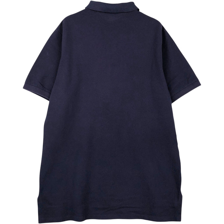 1990'S Lands' End Short-Sleeve Polo Shirt, Made in USA, Men's Size L (Equivalent), Vintage cotton navy blue type Vintage Second Hand