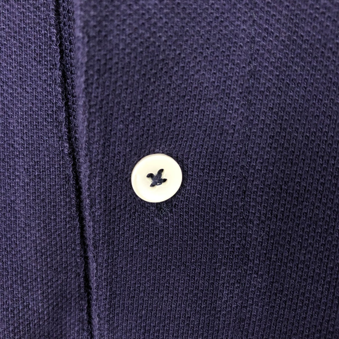 1990'S Lands' End Short-Sleeve Polo Shirt, Made in USA, Men's Size L (Equivalent), Vintage cotton navy blue type Vintage Second Hand