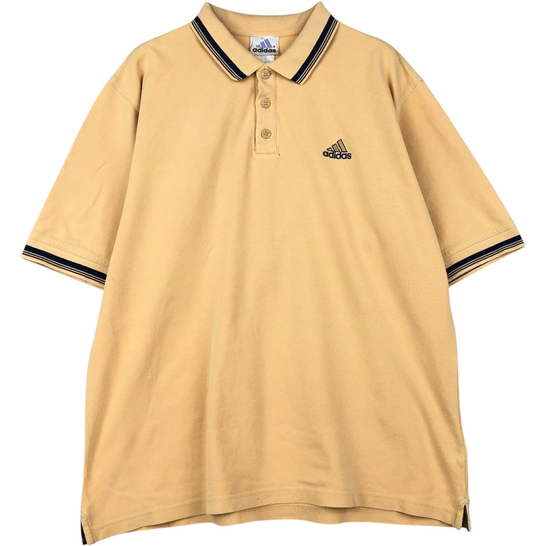 2000'S Adidas short-sleeved polo shirt, men's size L (approx.) unclear yellow type Vintage Second Hand