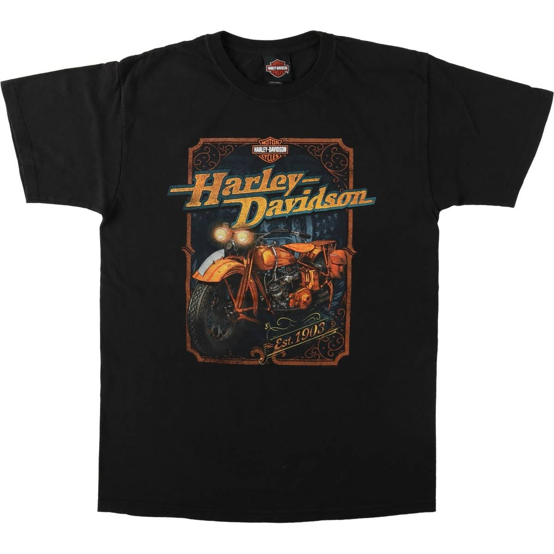 Harley-Davidson Eagle Pattern Motorcycle Bike T-shirt Men's L size cotton black type Vintage Second Hand