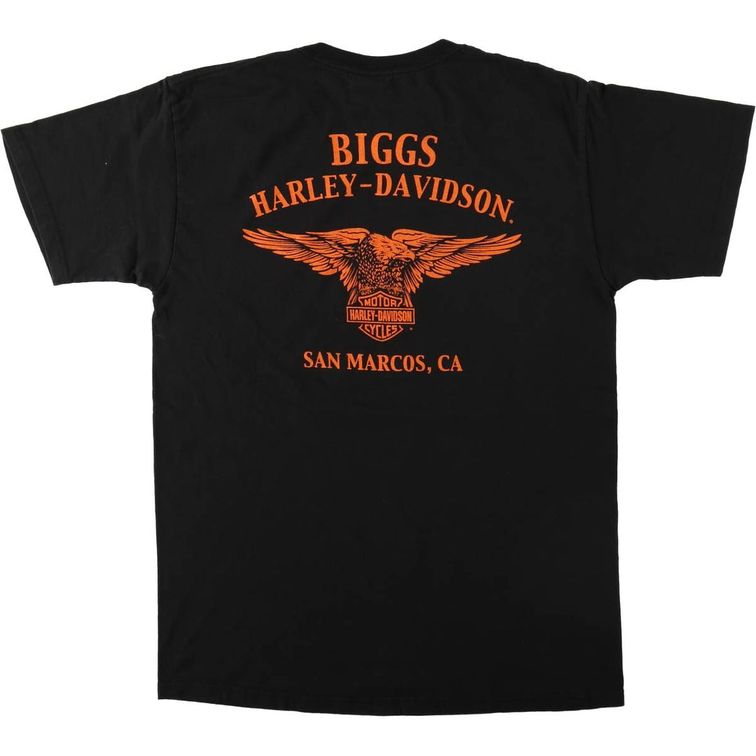 Harley-Davidson Eagle Pattern Motorcycle Bike T-shirt Men's L size cotton black type Vintage Second Hand