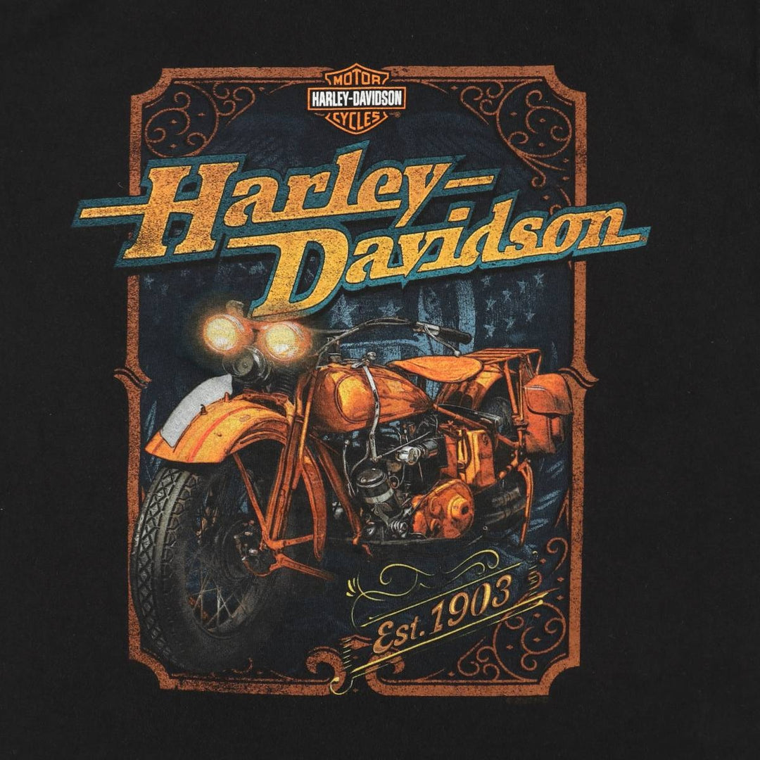 Harley-Davidson Eagle Pattern Motorcycle Bike T-shirt Men's L size cotton black type Vintage Second Hand