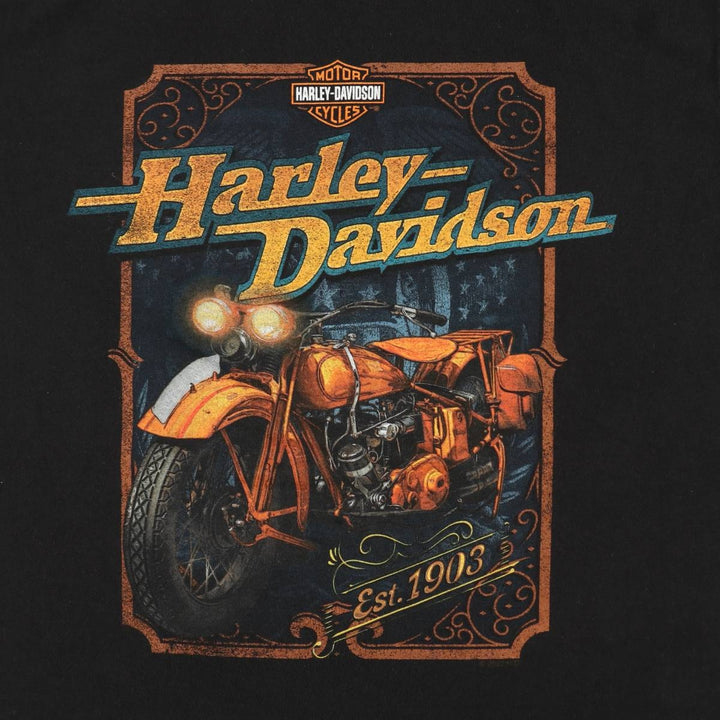 Harley-Davidson Eagle Pattern Motorcycle Bike T-shirt Men's L size cotton black type Vintage Second Hand