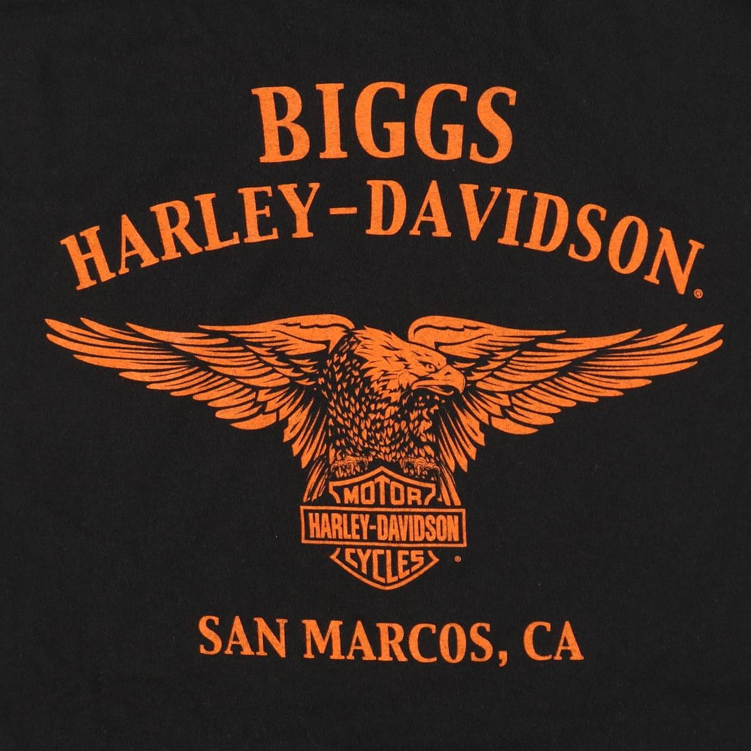 Harley-Davidson Eagle Pattern Motorcycle Bike T-shirt Men's L size cotton black type Vintage Second Hand