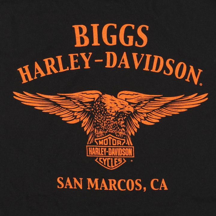 Harley-Davidson Eagle Pattern Motorcycle Bike T-shirt Men's L size cotton black type Vintage Second Hand