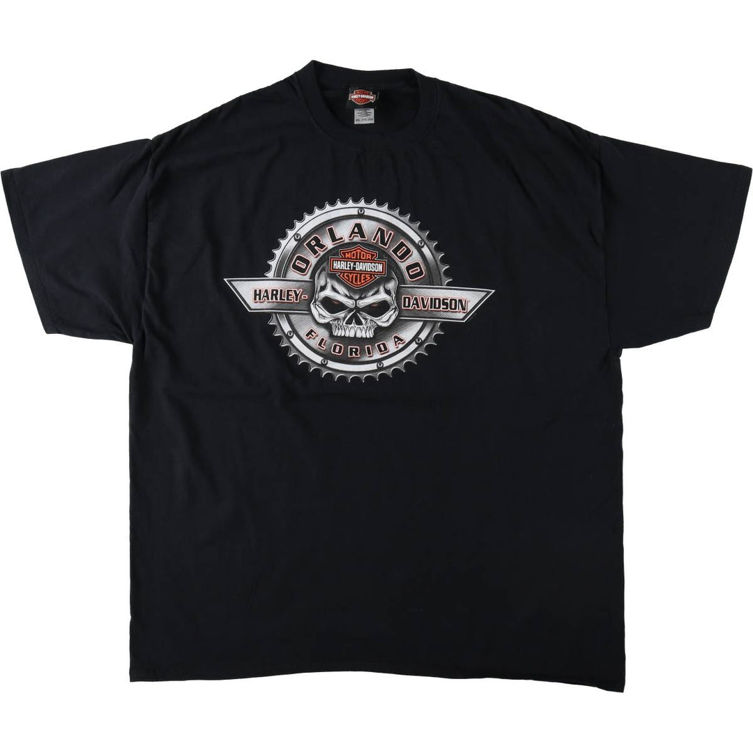 Harley-Davidson Skull Pattern Motorcycle Bike T-shirt Men's XXL cotton black type Vintage Second Hand
