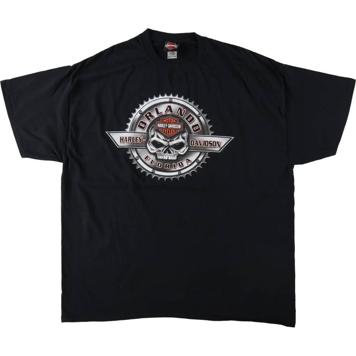 Harley-Davidson Skull Pattern Motorcycle Bike T-shirt Men's XXL cotton black type Vintage Second Hand
