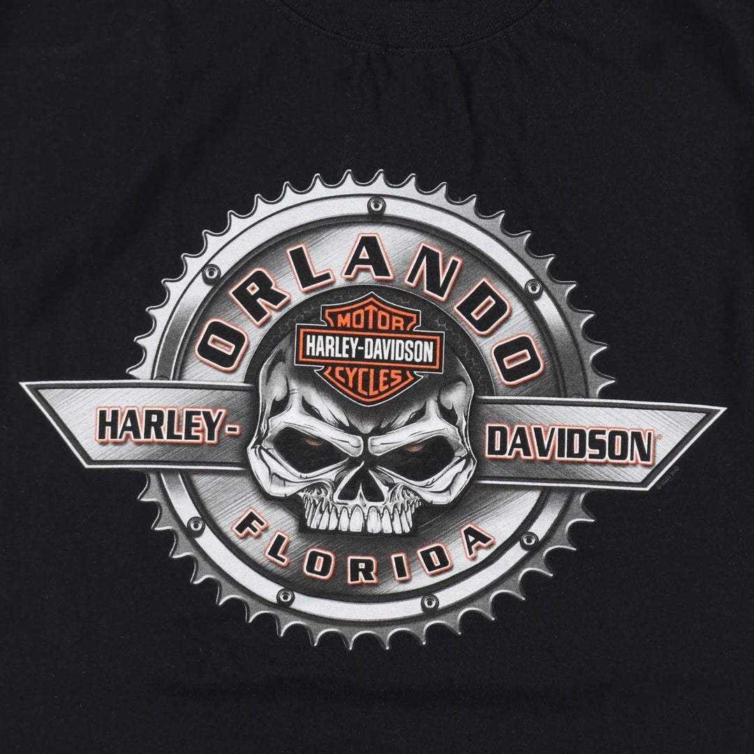 Harley-Davidson Skull Pattern Motorcycle Bike T-shirt Men's XXL cotton black type Vintage Second Hand
