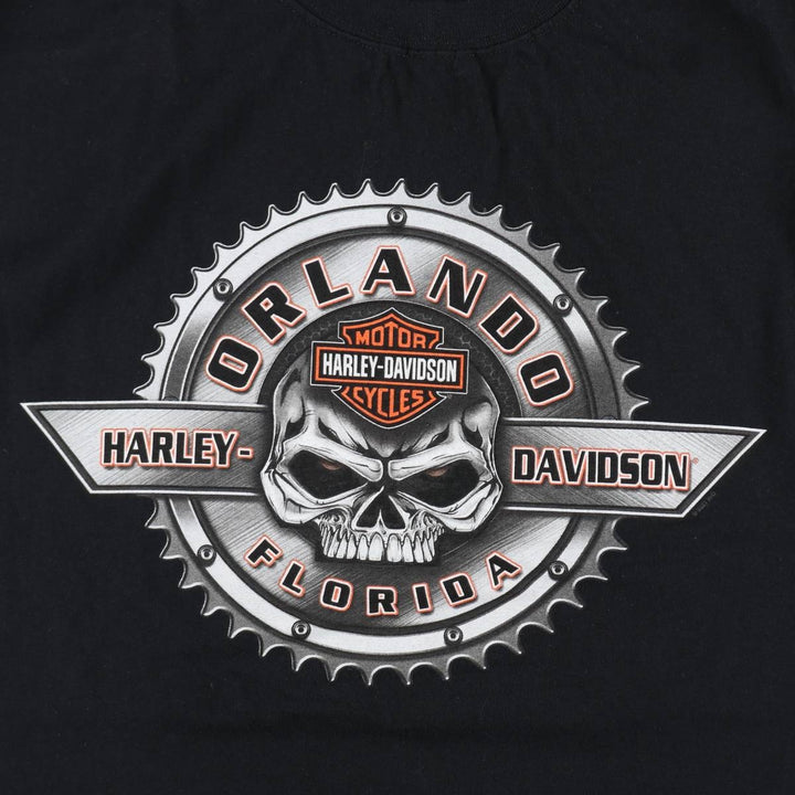 Harley-Davidson Skull Pattern Motorcycle Bike T-shirt Men's XXL cotton black type Vintage Second Hand