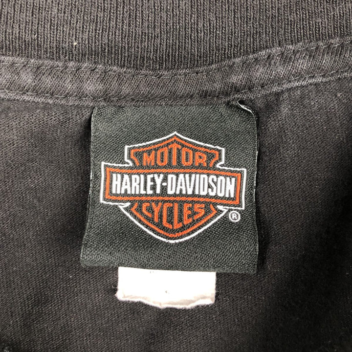 Harley-Davidson Skull Pattern Eagle Pattern Motorcycle Bike T-shirt Men's L size cotton black type Vintage Second Hand