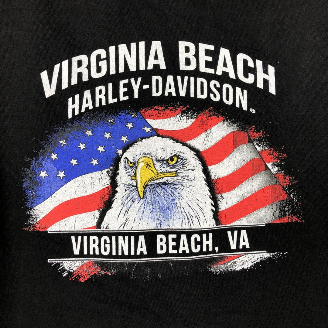 Harley-Davidson Skull Pattern Eagle Pattern Motorcycle Bike T-shirt Men's L size cotton black type Vintage Second Hand