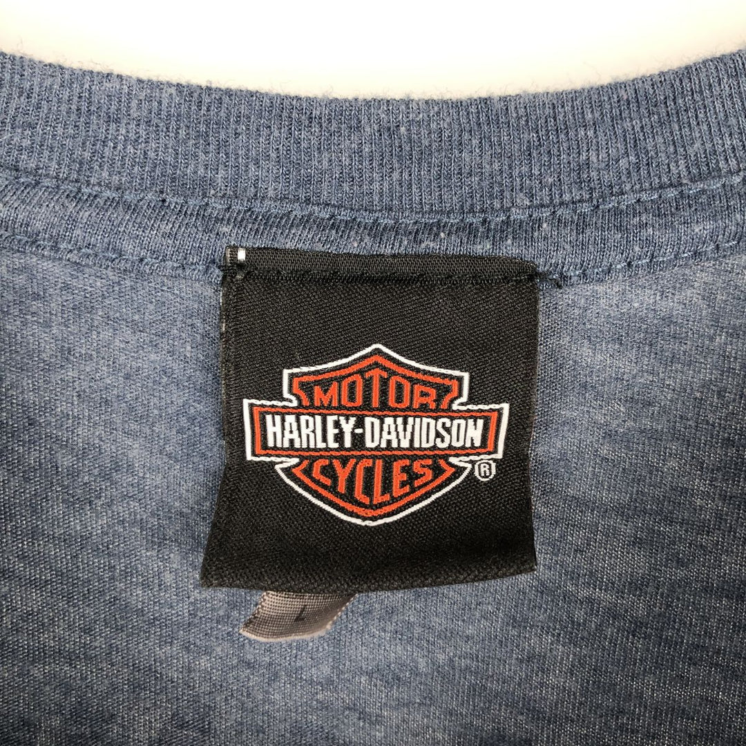 Harley-Davidson Eagle Pattern Motorcycle Bike T-shirt Men's L size polyester Navy blue Vintage Second Hand