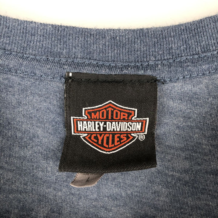Harley-Davidson Eagle Pattern Motorcycle Bike T-shirt Men's L size polyester Navy blue Vintage Second Hand