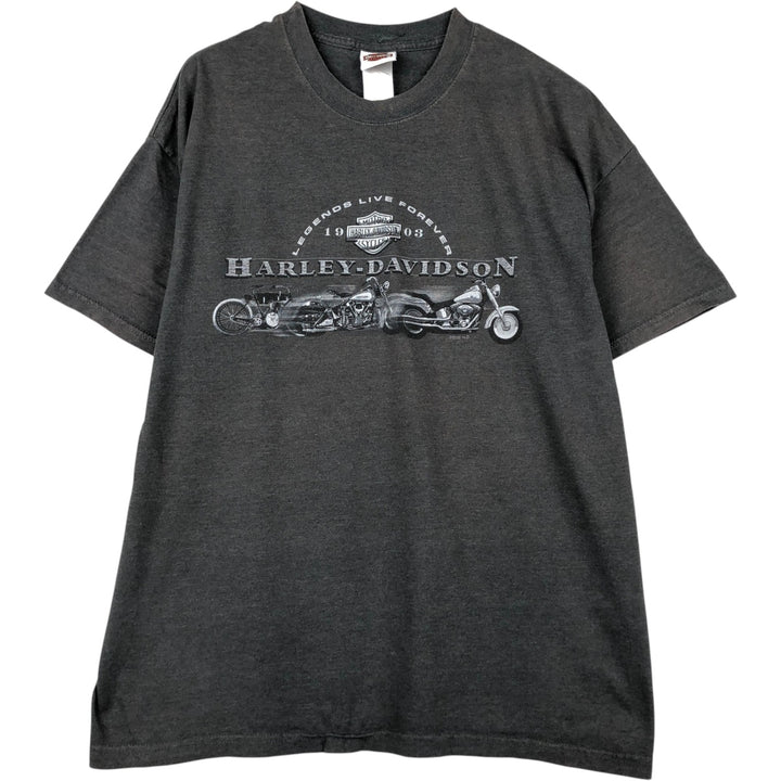 00'S Harley-Davidson Motorcycle Bike T-shirt Made in USA Men's XL cotton Charcoal Vintage Second Hand