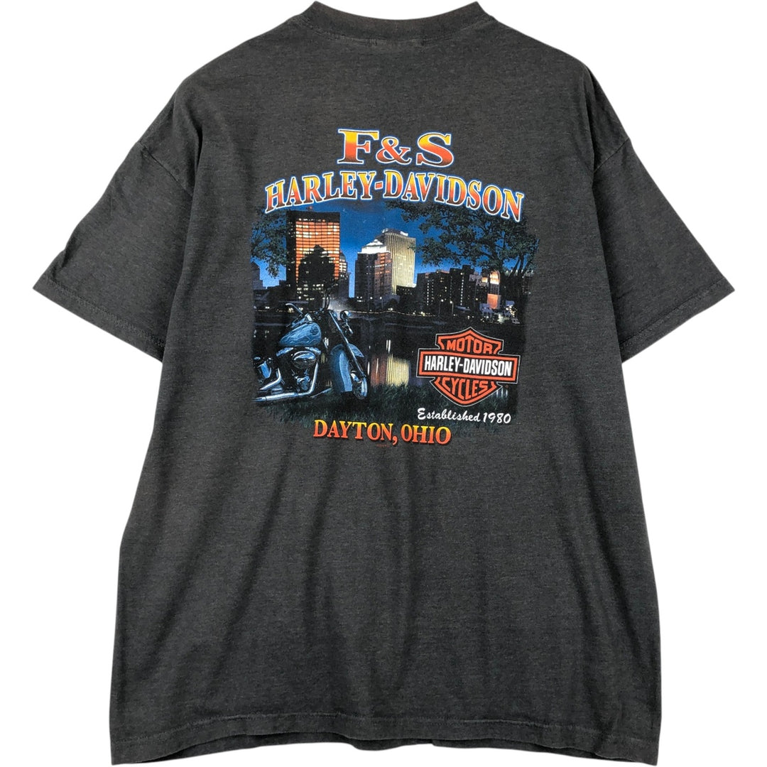 00'S Harley-Davidson Motorcycle Bike T-shirt Made in USA Men's XL cotton Charcoal Vintage Second Hand