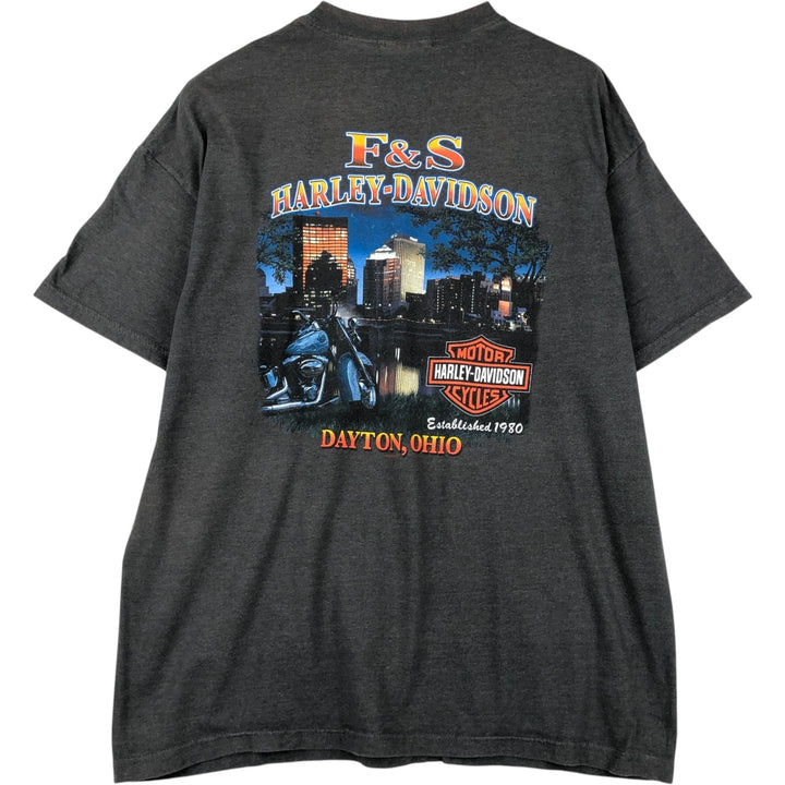 00'S Harley-Davidson Motorcycle Bike T-shirt Made in USA Men's XL cotton Charcoal Vintage Second Hand
