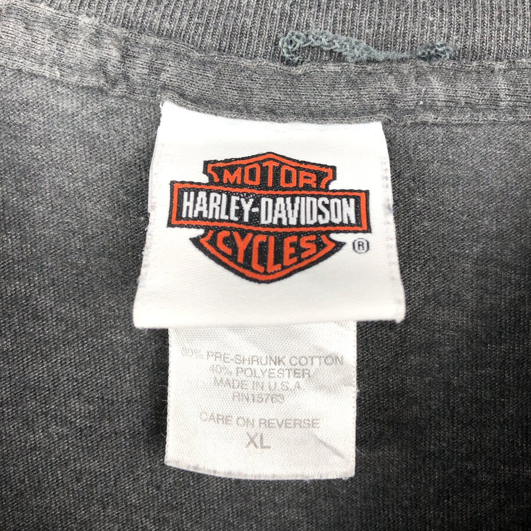 00'S Harley-Davidson Motorcycle Bike T-shirt Made in USA Men's XL cotton Charcoal Vintage Second Hand