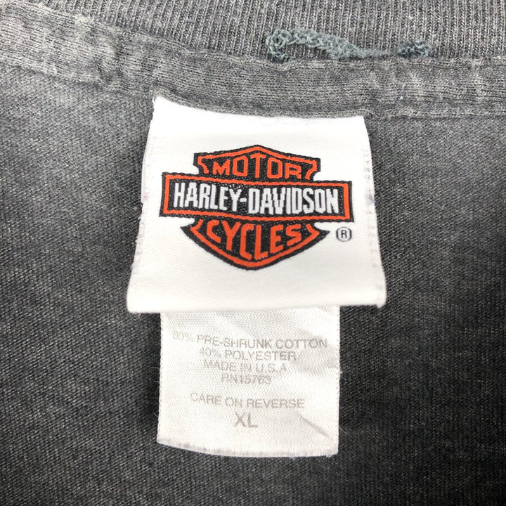 00'S Harley-Davidson Motorcycle Bike T-shirt Made in USA Men's XL cotton Charcoal Vintage Second Hand